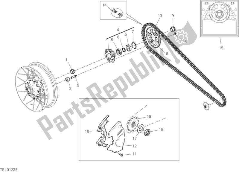 All parts for the Hub, Rear Wheel of the Ducati Multistrada 1260 Enduro 2020